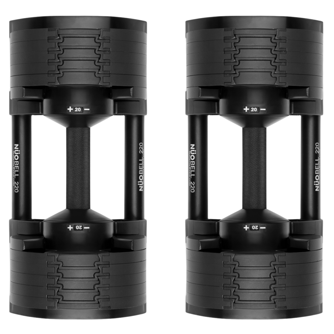 Гантелі набірні NUO NÜOBELL 220 Black, металеві, регульовані, для дому, крок 2 кг, 2 шт. х 20 кг