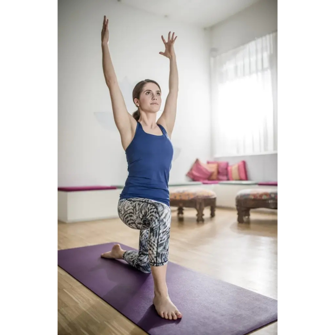 Килимок для йоги неслизький професійний Airex Calyana Prime Yoga Mat 4,5 мм Фіолетовий