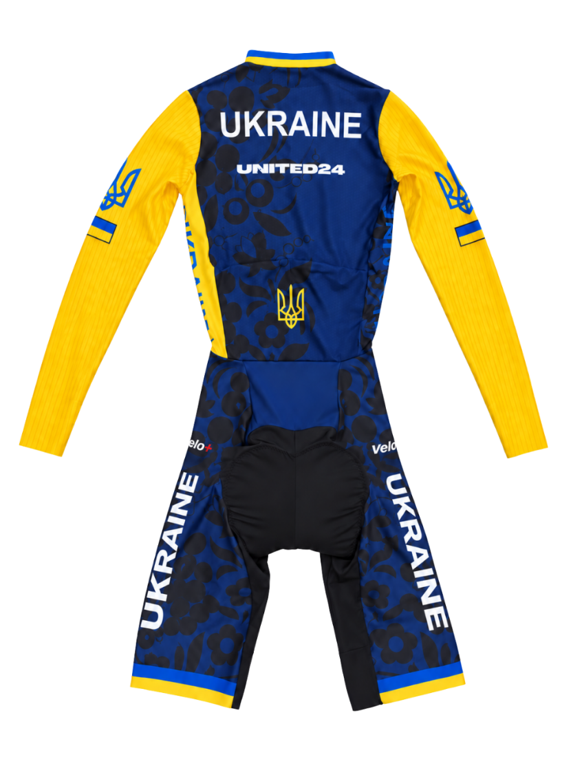Велокомбінезон чоловічий з довгим рукавом та памперсом Veloplus Ukraine Team